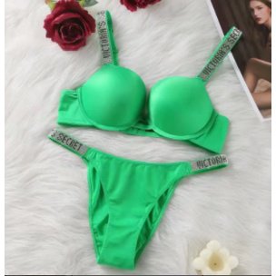 2 Unids/SET-Bombshell Muy Sexy Add-2-cups Shine Strap Push-Up Bra Panty Tanga