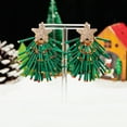 thumbnail image 3 of MYCUTEY Christmas Tree Earrings For Women Green Tubes Tassel Tree Dangle Earrings CZ Star Studs, 3 of 7