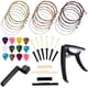 thumbnail image 1 of Anvin Kit de accesorios para guitarra acústica, herramienta de cambio de cuerdas de guitarra que incluye cuerdas acústicas de guitarra, púas, cejilla, enrollador de cuerdas, pasadores de puente, púas, 1 of 5