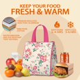 thumbnail image 5 of Pioneer Flower Floral Print Pattern Insulated Lunch Bag for Women & Adults,Large Portable Soft Cooler Lunch Bag,Thermal Food Storage Tote with Pearl Cotton,8.66L,8.75x5.75x9.5 Inch, 5 of 6