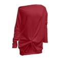 thumbnail image 6 of Besolor Womens Long Sleeve Shirt Trendy off Shoulder Oversized Knit Tunic Tops Casual Loose Soft Pullove Fall Blouses, 6 of 7