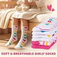 thumbnail image 4 of EALLCO Girls Crew Socks 12 Pairs Colorful Pattern Soft Breathable Casual Kids Socks, 4 of 6