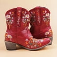 thumbnail image 6 of IUJSOY Cowboy Boots for Women Floral Embroidery Western Ankle Boots Pull on Pointed Toe Heeled Boots, 6 of 9
