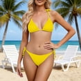 thumbnail image 5 of ECHFIPROM Women's Solid Triangle Bikini Set,2 Piece Bathing Suits for Women Adjustable Halter Swimwear for Beach & Pool,Yellow,XL, 5 of 6