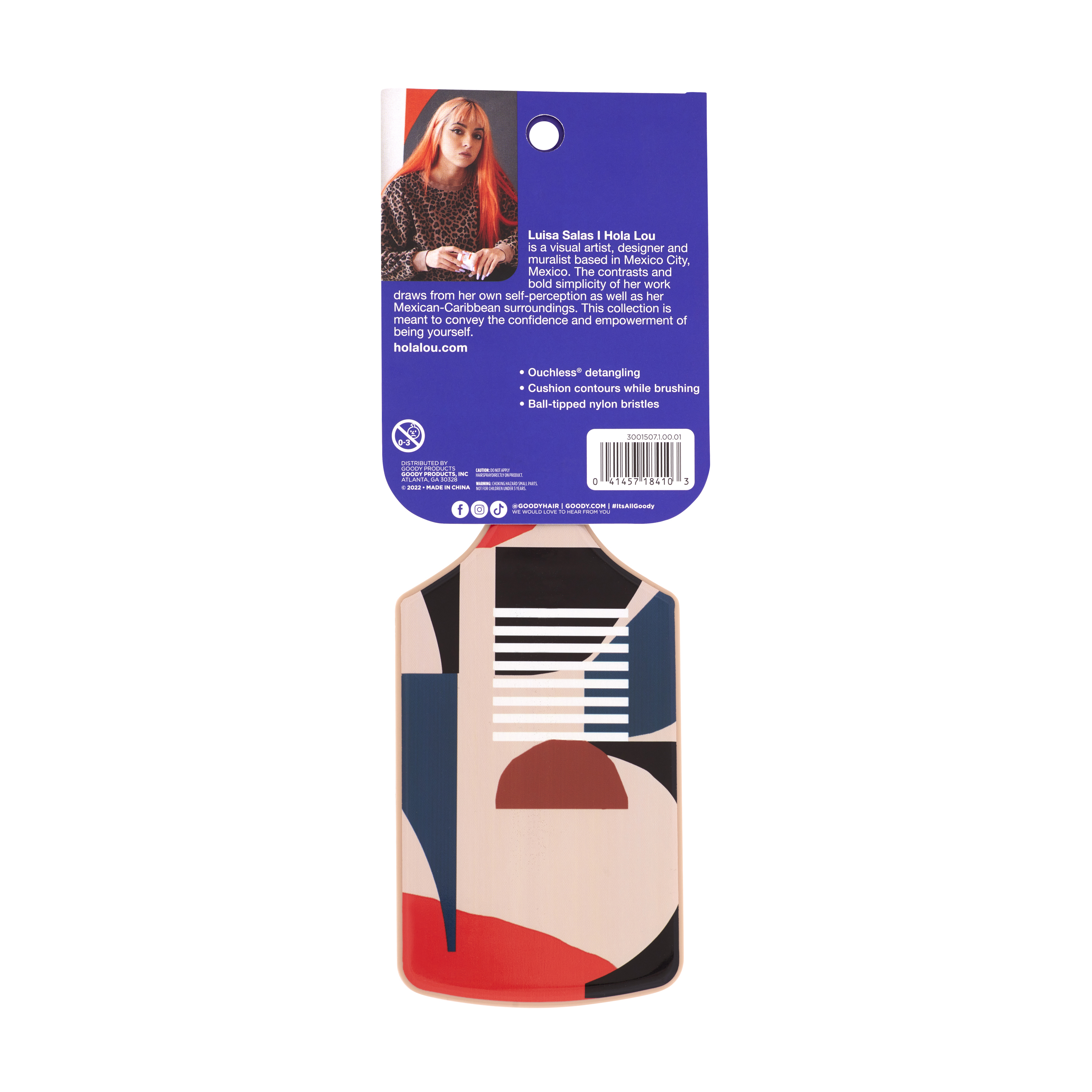 Goody Tru X Hola Lou Collab Ouchless® Detangling Printed Paddle Brush Tan, 1 CT