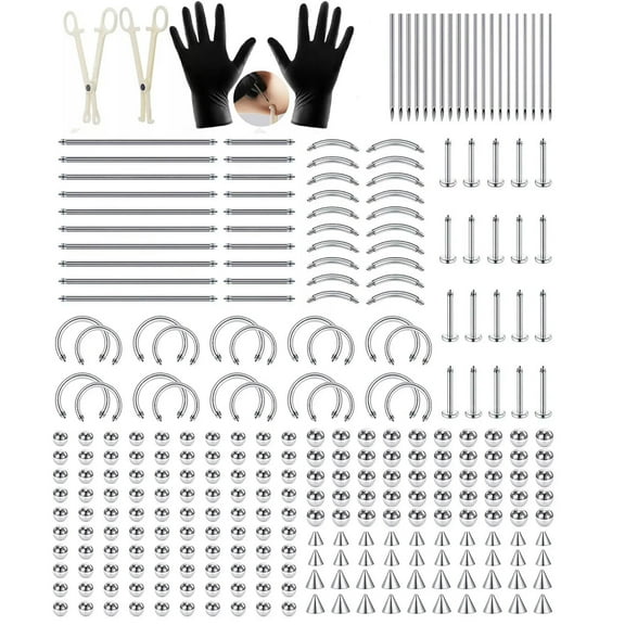 GRACEARA 294PCS Body Piercing Kit,14G 16G Barbells Horseshoes Replacement Balls Piercing
