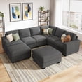 thumbnail image 3 of Marrber 102.4" Oversized 8-Seater Sectional Couch for Living Room, U-Shaped Modular Sectional Sofa with Storage Ottomans, Pet-Friendly Corduroy, Gray, 3 of 8