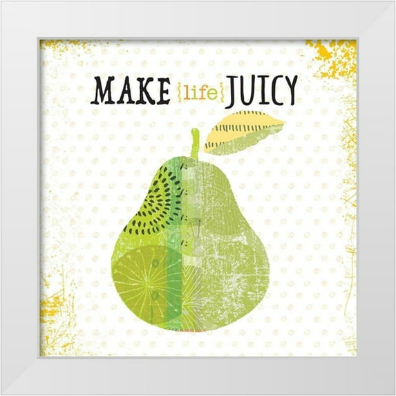 JMB Designs 26x26 White Modern Wood Framed Museum Art Print Titled - Make Life Juicy