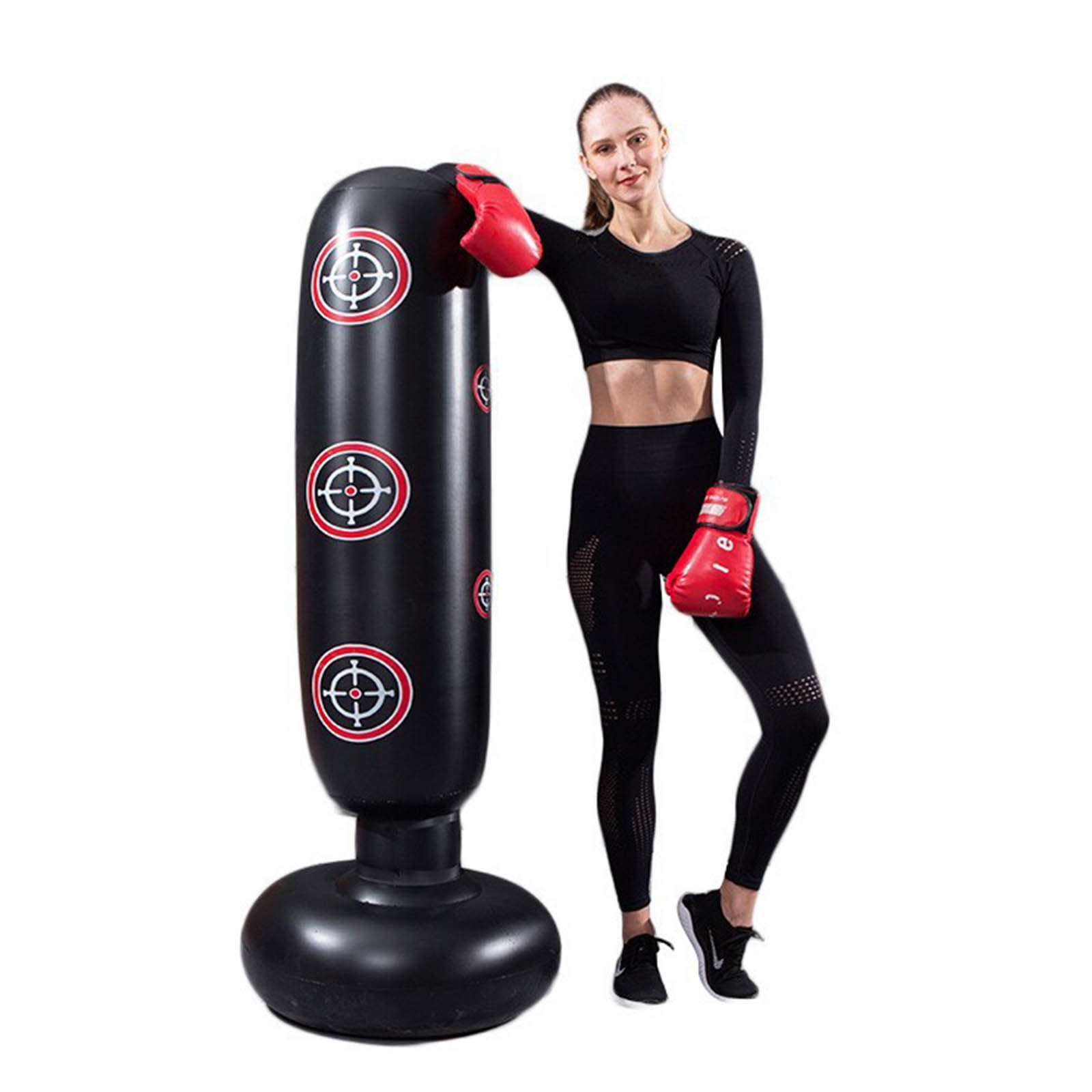 Yunuuuoa Professional Inflatable Boxing Bag for Adults - Heavy Duty PVC Punching Bag with Stand, Portable MMA Training Equipment for Home Gym Fitness Workout