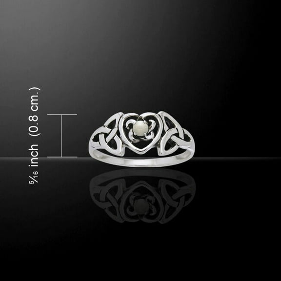 Heart Birthstone 925 Sterling Silver Ring Jewelry Simulated Mother of Pearl