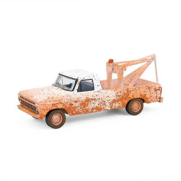 Greenlight 1/64 1973 Ford F-100 with Drop-In Tow Hook, Weathered White, Blue Collar Collection Series 14 35300-B