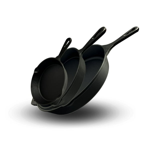 Juego De 3 Sartenes Hierro Fundido Royal Haus Premium Royal Haus Tres sartenes Hierro Fundido