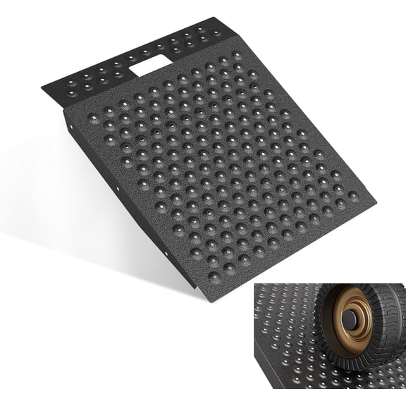 29"x24" Shed Ramp for Riding Mower, 750 LB Capacity, Anti-Slip Punch Plate Alloy Ramp for ATV, Motorcycle, Garage & Barn,1PC