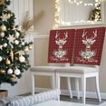 thumbnail image 3 of Christmas Elk Chair Covers Set of 4 Xmas Deer with Floral Snow Red Buffalo Plaid Chair Back Covers Stretch Removable Washable Slipcovers Protector for Dining Room Kitchen Party Decor, 3 of 5