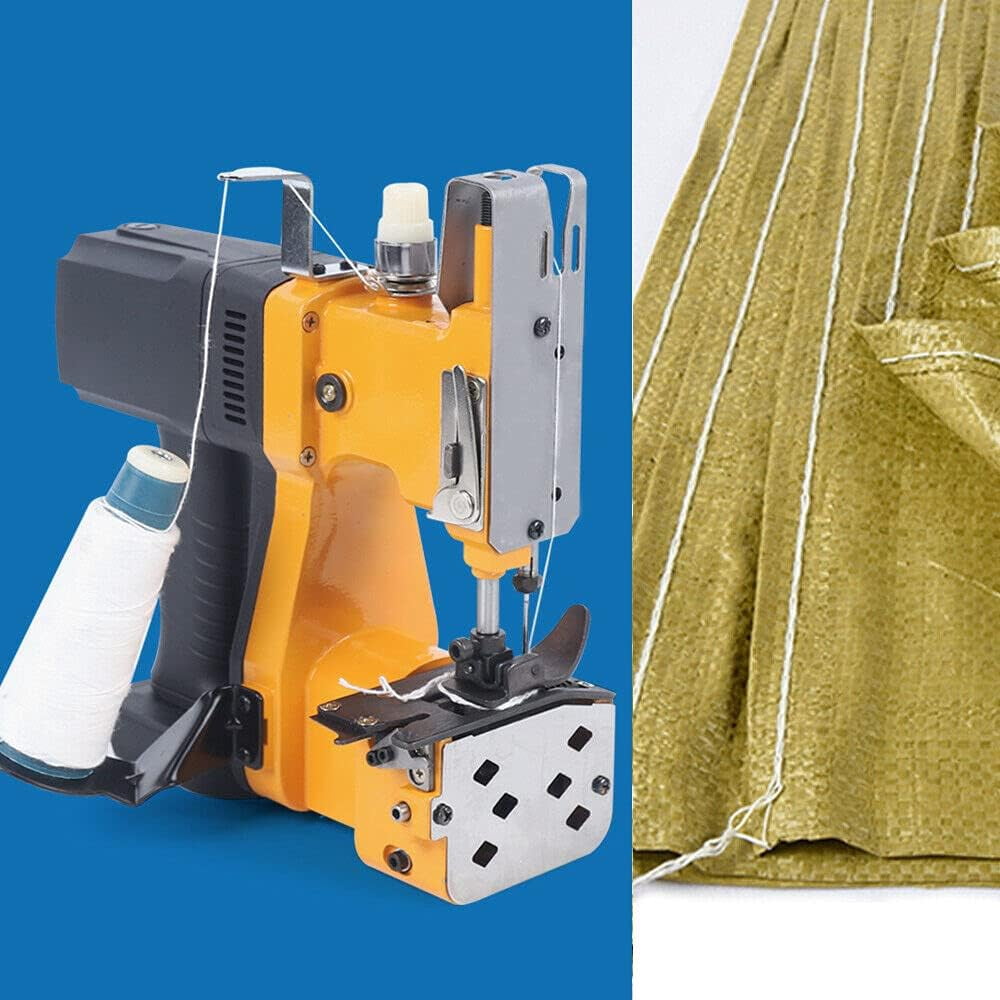 Electric Bag Sewing Machine Industrial Handheld Sewing Machine Heavy Duty Portable Electric Bag Stitching Closer Sack Seal Sewing Machine for Kraft Paper Bag, Woven Bag, Express Bag