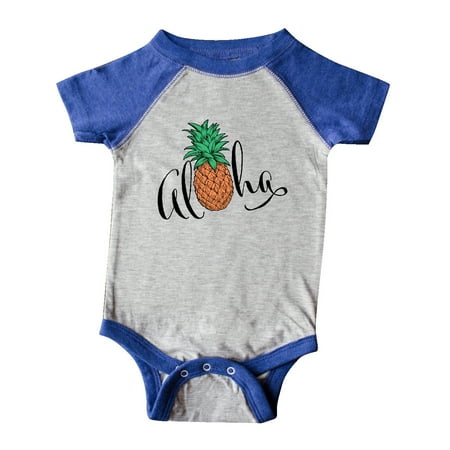 

Inktastic Aloha- in cursive with pineapple Gift Baby Boy or Baby Girl Bodysuit