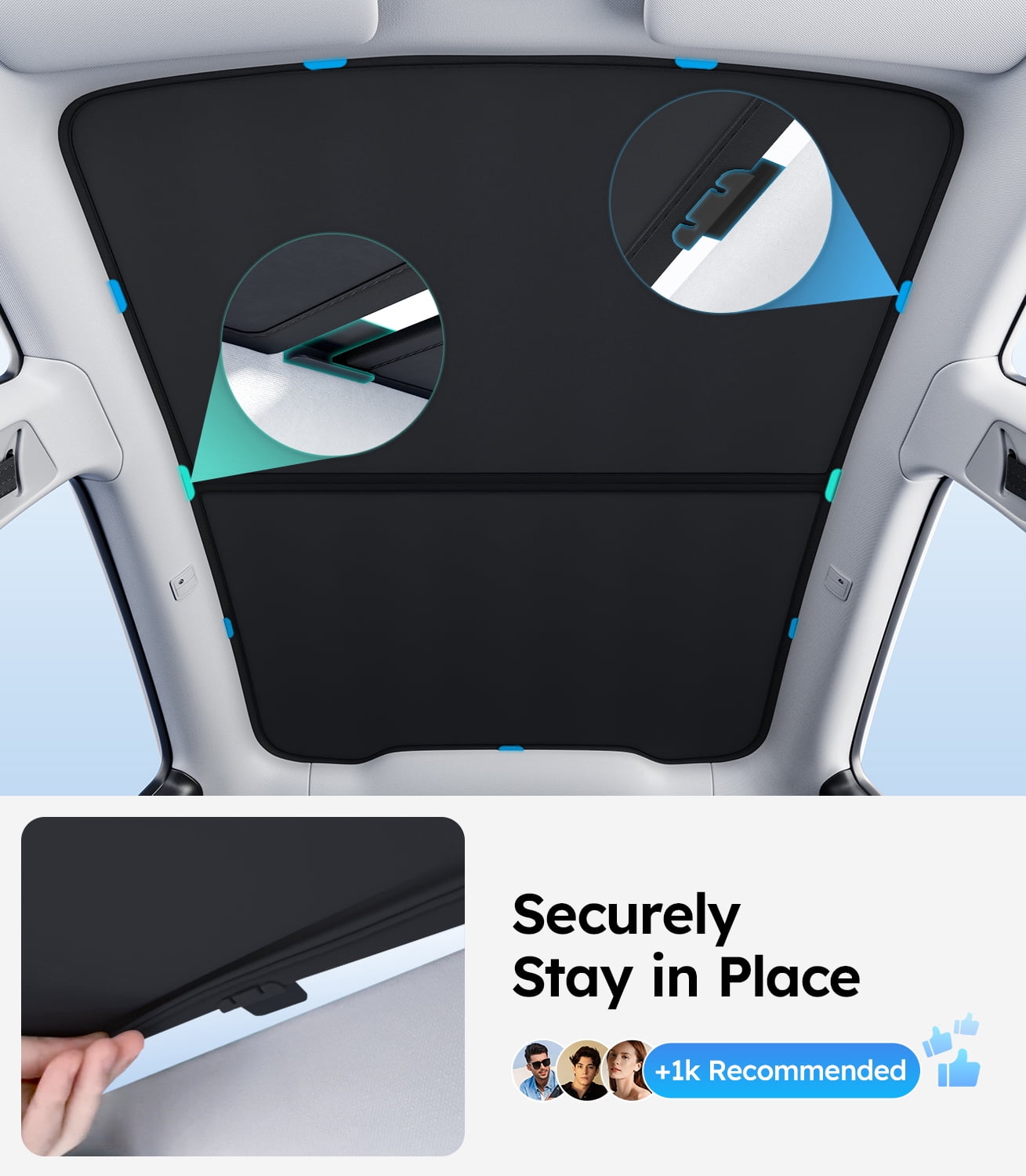 Wigoo Tesla New Model Y Juniper Accessories Sunshade Roof [Never Sag, Nano Ice-Crystal Coatings] Heat Insulation Glass Sun Shade for Model Y 2025 2026 Launch, Black