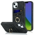 thumbnail image 1 of SaniMore for iPhone 14 Plus PU Leather Case, Wallet Cover Built-in 2 Card Slots & 360° Rotatable Ring Kickstand 360° All-Inclusive Protective Shell for iPhone 14 Plus Women Men, Black, 1 of 10