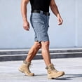 thumbnail image 4 of Mens Swim Trunks Men's Solid Color Casual Tactical Multi-Pocket Cargo Shorts Workwear Utility Crop Pants with Hook and Loop Patches Summer Outdoor Hiking Camping Shorts Gray 2XL, 4 of 8