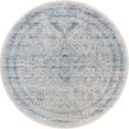 thumbnail image 1 of Unique Loom Noble Geometric Border Vintage Rug 4' x 4' Round Gray/Blue, 1 of 2