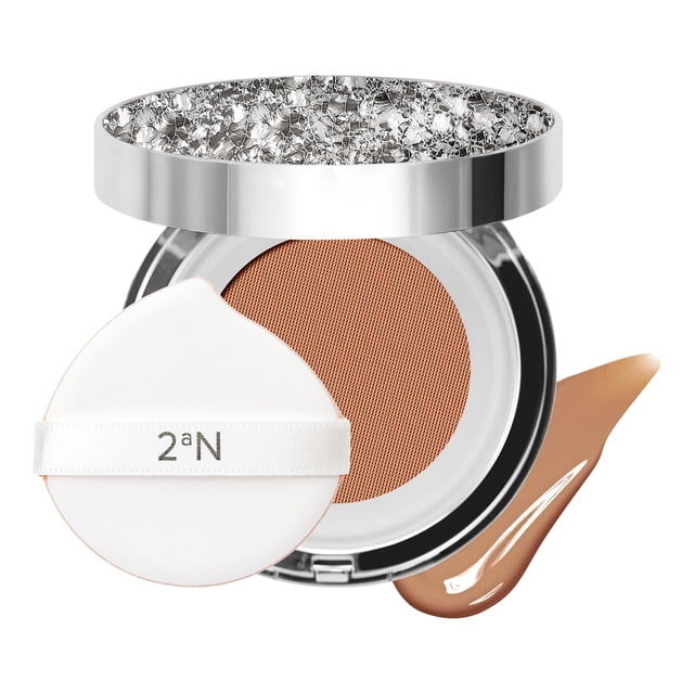 2aN Polvo Compacto de Base Cushion Tensión Brillante, Maquillaje Coreano con Base Cushion, Cobertura Ligera y Construible con Ceramidas y Centella Asiática (#29 Beige Caramelo, 0.45 oz)
