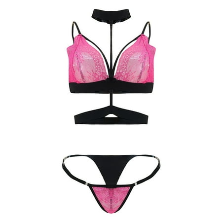(2-Pack) Puawkoer Women Sexy Holiday Lingerie Real Silk Lingerie for Women Lace Bra Top Mini Sparkly Garter Belt Lace Underpants Set Lingerie Negligee Lingerie for Wome
