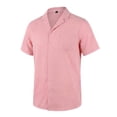 thumbnail image 2 of DPTALR Men's Textured Stripe Short Sleeve Shirt,Button Down Casual Beach Shirt with Chest Pocket ,Pink,Big Men's,Tall Men's XXL,Young Men's Shirts, 2 of 6