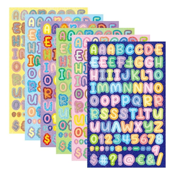 Kids Stickers,Letter Sticker 6 Sheets English Letter Sticker Adhesive Vinyl Colorful Alphabet Number Craft Scrapbooking Bulletin Board Water Bottle Decal Diy