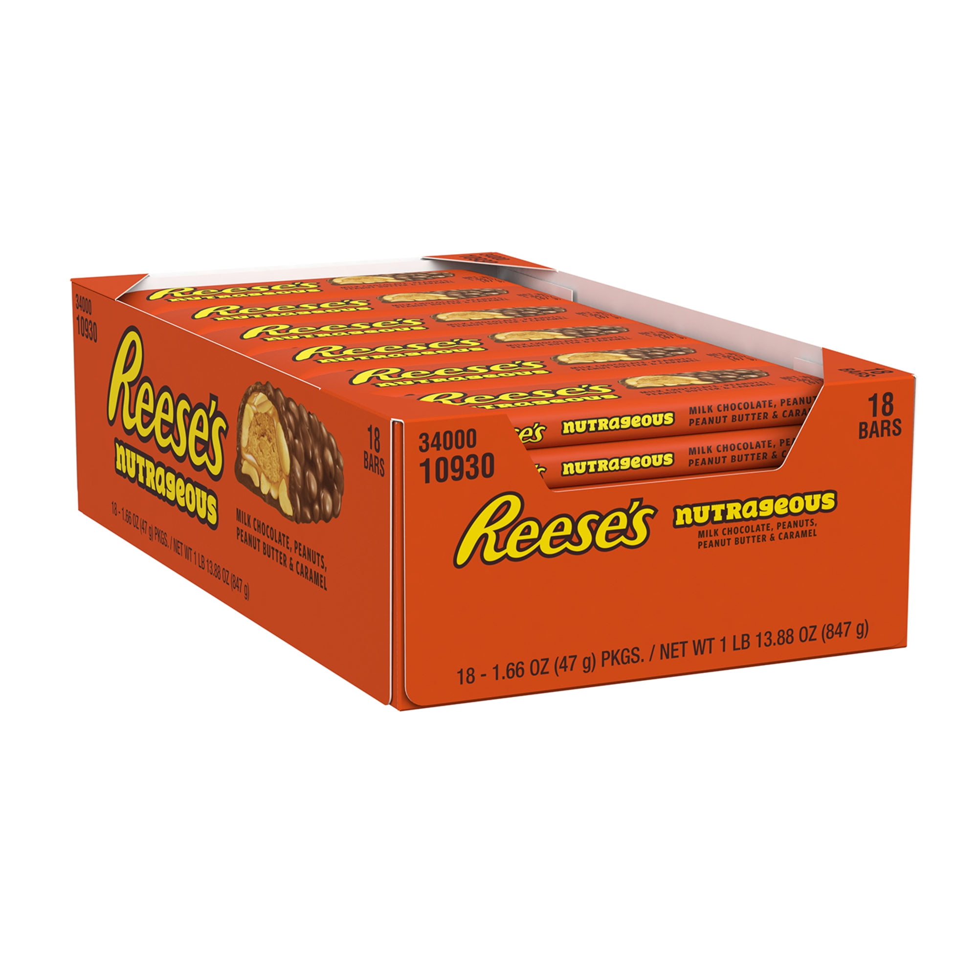 REESE'S NUTRAGEOUS Bar, 1.66 oz, 18 Count