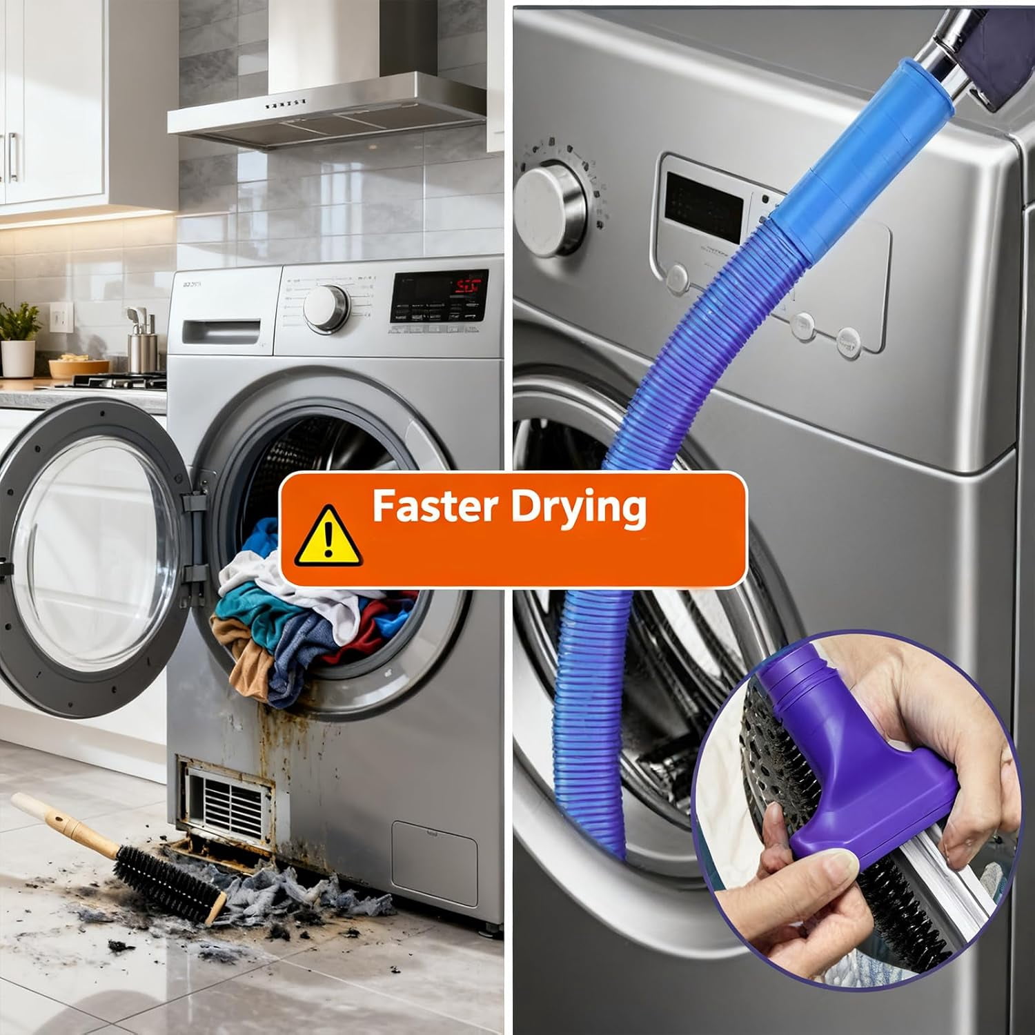 Universal Dryer Lint Vacuum Attachment, Dryer Vent Cleaning Hose, Dryer Vent Cleaner Kit Vacuum Attachment, Quickly Lint Remover, for All Vacuum Cleaner