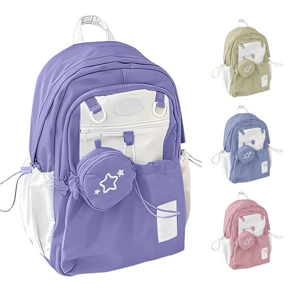 HNMKIU Lightweight Backpack For High School College Women Large Capacity Casual Daypack Travel Bookbag ,Light Purple