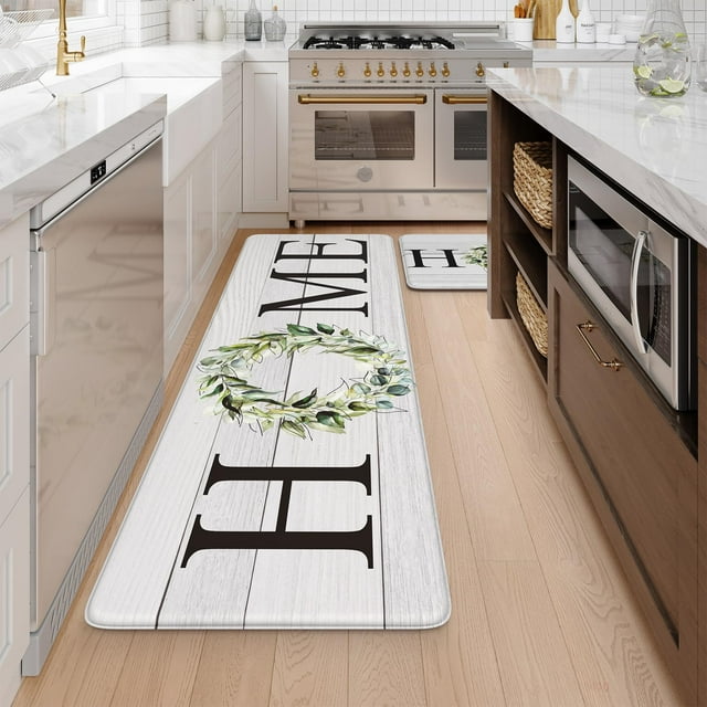 KIMODE Anti Fatigue Kitchen Rugs Sets of 2, Non Slip Waterproof Kitchen Mat, Farmhouse Kitchen Runner Rug, Ergonomic Standing Kitchen Mats for Floor 2 Piece, 20" x 59" + 20"