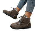 thumbnail image 5 of Elvqul Boots for Women,Womens Shoes,Flat Heel Short Winter Lace up Fleece Brown Ankle,Size 9.5, 5 of 9