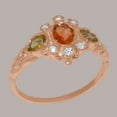 thumbnail image 3 of LBG British Made 9k Rose Gold Natural Citrine Peridot Diamond Womens Anniversary Ring - 33 size options - Size 5, 3 of 5