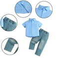 thumbnail image 2 of LYMAYTER Kids Boys Shirt Set 2PCS Toddler Short Sleeve Button Tops + Denim Pants Outfit for 9 Months-6 Years, 2 of 9