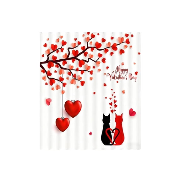 Dadiaei Heart Rose Digital Print Shower Curtain for Valentines Day Bathroom Decor Waterproof Polyester with Grommets and Hooks Romantic Design for Holiday and Home Ambiance