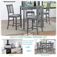 thumbnail image 3 of GZXS Wooden Dinette Set for 4, Modern 5 Piece Dining Room Table Set with Square Table & 4 Slatted Backrest Upholstered Chairs, Counter Height Kitchen Chairs Set for Small Space, Gray, 3 of 9