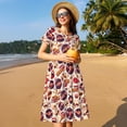 thumbnail image 4 of Lsque rock music Skull record Print Women's Casual Dress T-Shirt Summer Short Sleeve Scoop Neck Swing Dresses, 4 of 6