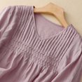 thumbnail image 4 of LIIPEE Womens T-Shirts Casual Solid Color V-Neck Puff Elbow-Length Peasant Ladies Summer Baggy Comfortable Breathable Soft Daily Fashion Ruched Tee Tops,XXL, 4 of 7