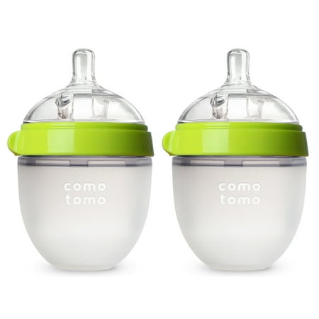 Comotomo Baby Bottle - 5oz, Green, 2 Pack