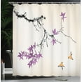 Ambesonne Japanese Shower Curtain, Coral Hues Cherry Blossoms, 69"Wx84