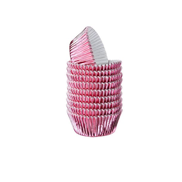 Pink Foil Cupcake Liners 200Pack Bulk Decorative Metallic Foil Paper
