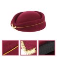 thumbnail image 3 of WORGEOUS Gorro de azafata de aire para mujer, gorro de azafata de lana para disfraz, actuación musical, talla M (rojo vino), 3 of 7
