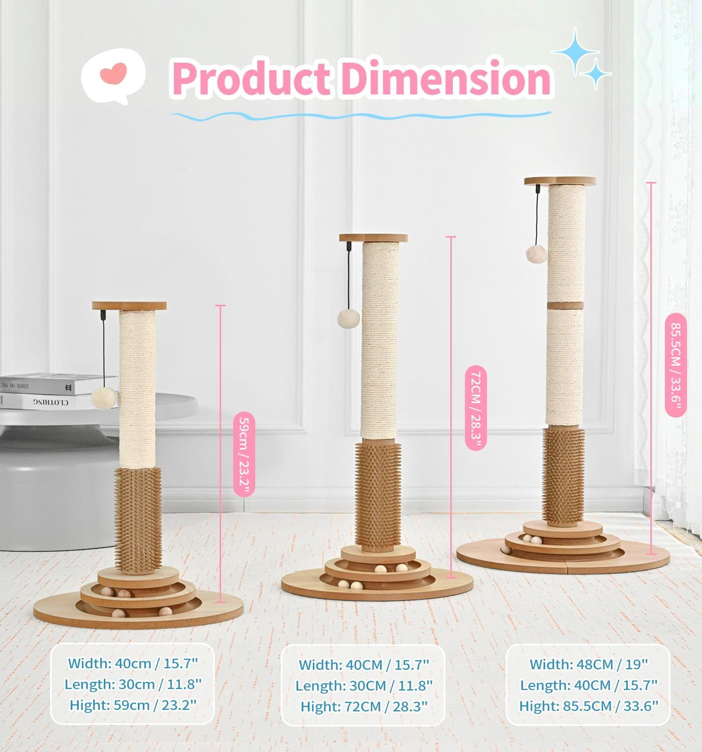 s Premium Sisal  Scratching Post with Ball Track & Brush - 28.3 Inch Tall Interactive  Tower for Indoor Kittens