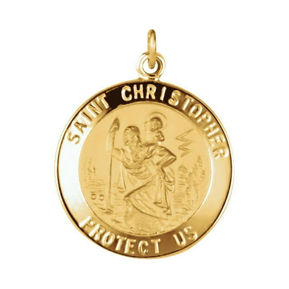 14K Yellow Gold 20mm St. Christopher Medal