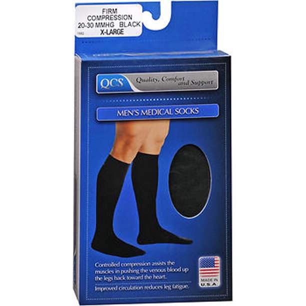 QCS Men's Firm Compression Medical Legwear Socks, XL, Black - Walmart ...