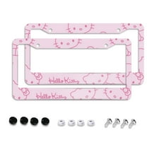 Sanrio Hello Kitty Cartoon Car License Plate Frame 2 Pack, License Plate Cover Bracket Decorative Aluminum License Plate Frame Auto Accessories Unisex 11.8 X 5.9 Inch 2 Holes with Screws