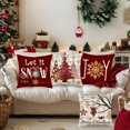 thumbnail image 4 of Merry Christmas Decorations Pillow Covers 16x16 Inch Set of 4 Red and Golden Christmas Tree Let it Snow Jingle Bells Joy Snowflake Throw Pillow Cases Farmhouse Winter Decor, 4 of 6