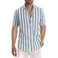 thumbnail image 5 of Men's Casual Shirts Men Patchwork Stripe Tops Fashion Well Fitting Comfortable Contrast Color Laepl Button, 5 of 6