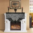 thumbnail image 2 of Halloween Bat Table Runner Black Spider Lace Tablecloth Fireplace Curtain Party, 2 of 3